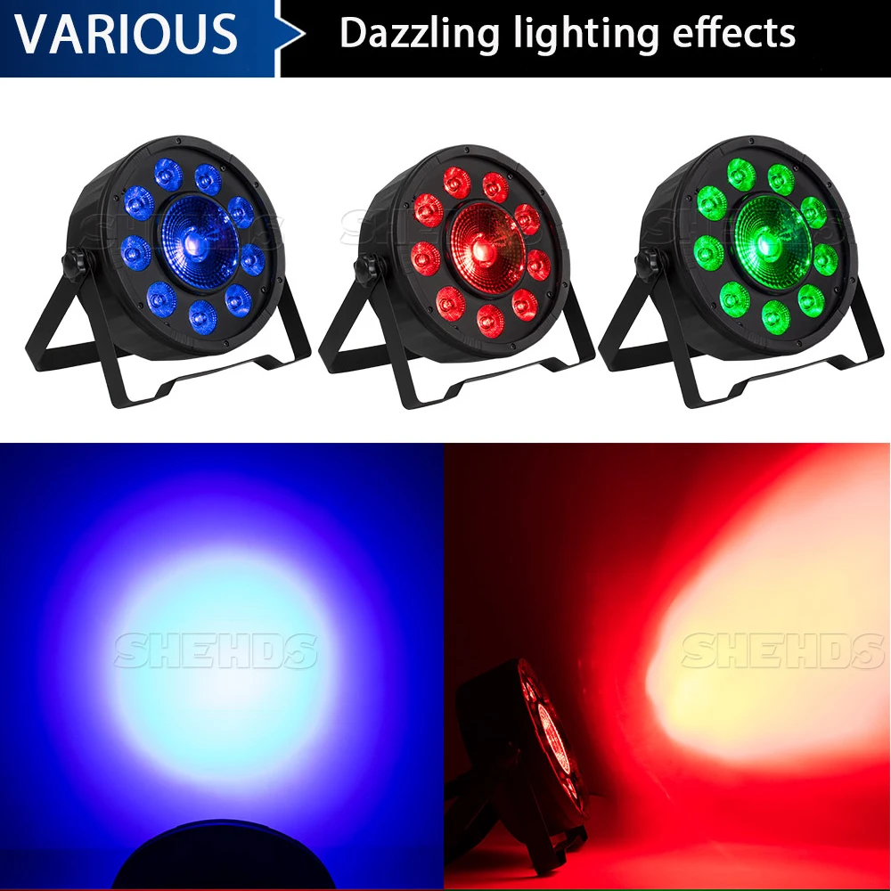 

2 pieces Wireless Remote Control LED Par 9x10W+30W 3IN1 RGB LED Stage Light LED Flat SlimPar Tri Can With DMX512 Flat DJ
