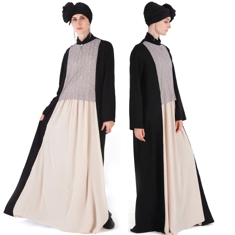 

Muslim Fashion Women's Arab Robe Semi Hand Sewn Pullover Loose Skirt Simple and Dignified Long Skirt