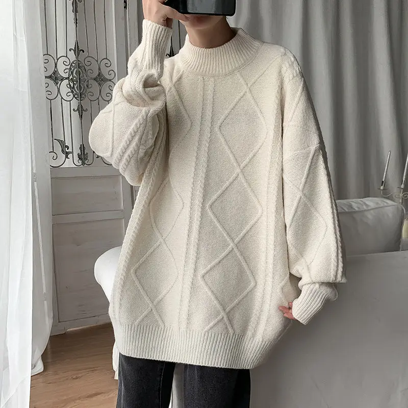 

Winter Sweater Men's Warmth Fashion Retro Casual Knitted Pullover Men Loose Korean Knitting Sweaters Mens Clothes M-3XL