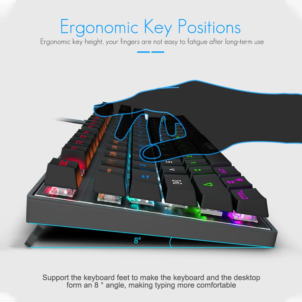 

iMice MK-X60 Gaming Mechanical Keyboard 87 Keys Blue Switch RGB LED Backlit USB Wired Keyboard For Gamer Office Laptop PC