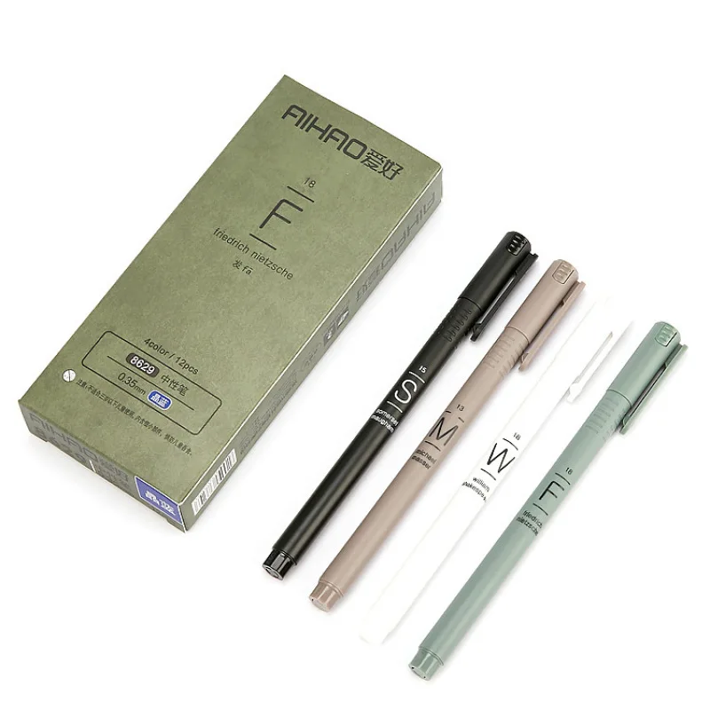 

12pcs Love Simple Neutral Pen Signature Korean Student Needle Black Ins Cool 0.35mm Writing Materials