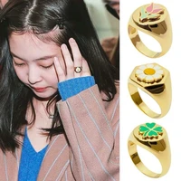 trend y2k fashion small daisy rings for women creative vintage love tulip flower artistic design ring female jewelry wholesale