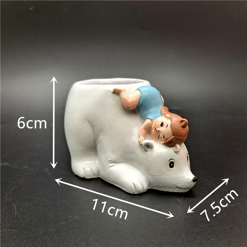 Силиконовая форма 3D для девочек цветочный горшок с белым медведем гипсовая смола
