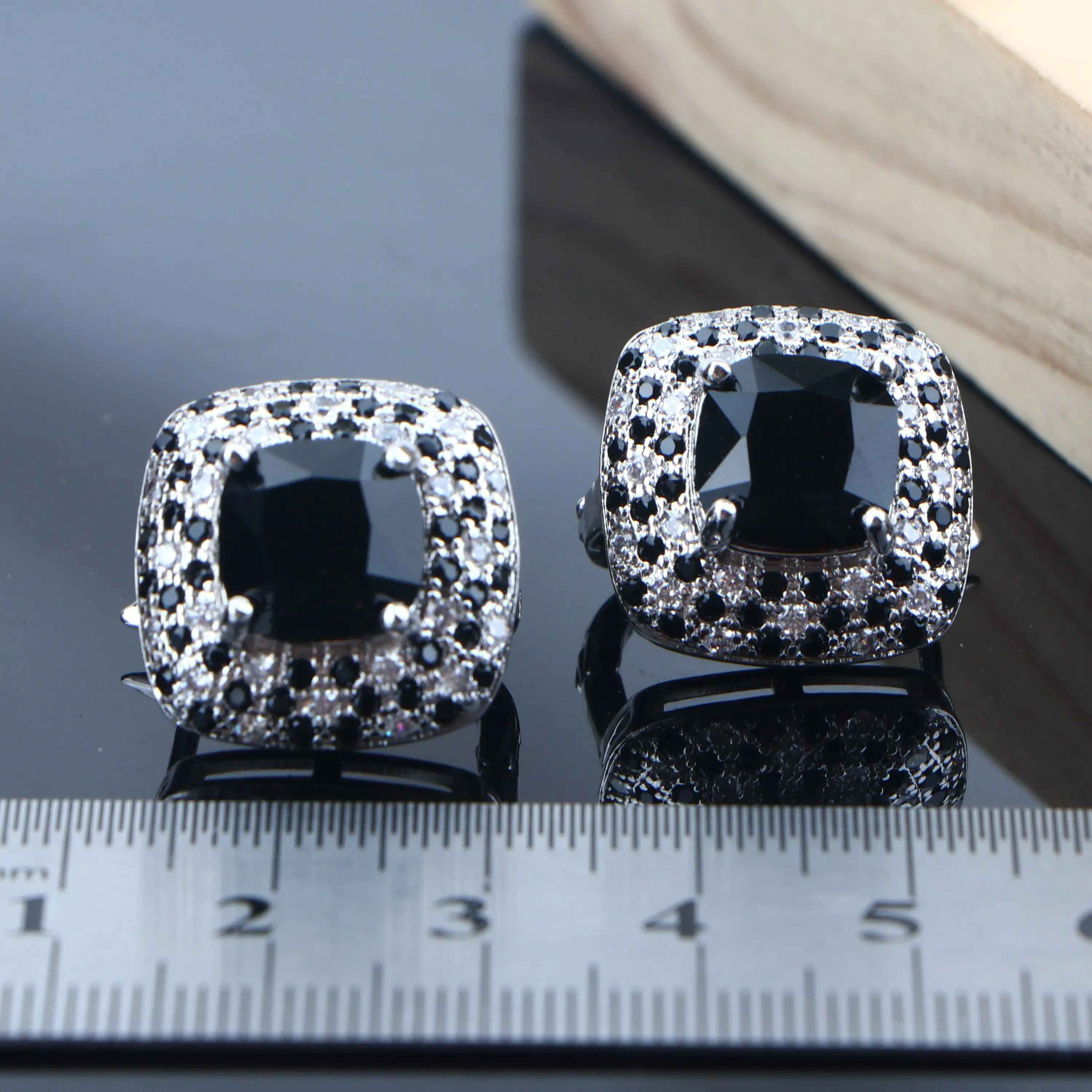 Свадебные Классические Ювелирные наборы с черным кубическим цирконием женские