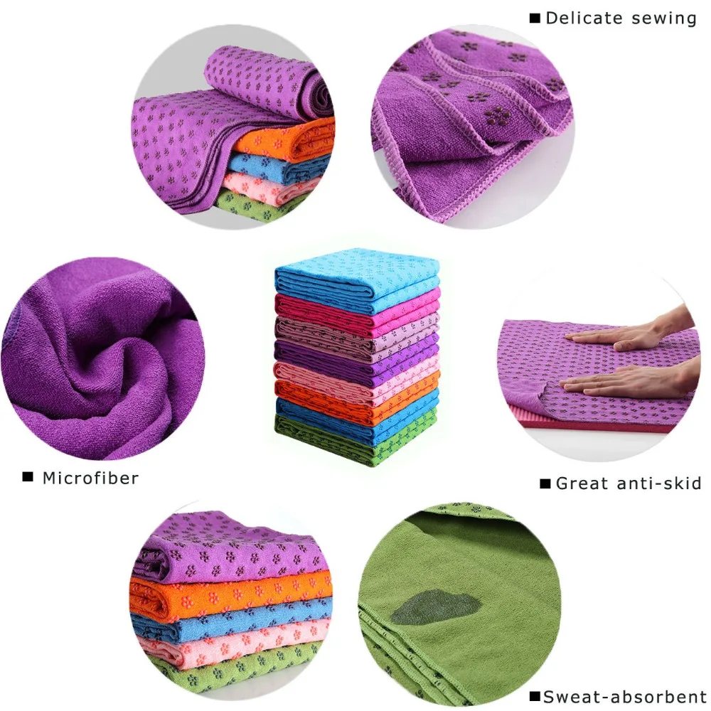 New 183cm*61cm 72''x24'' Non Slip Yoga Mat Cover Towel Blanket with Free Bag Sport Fitness Exercise Pilates Workout Anti Skid |