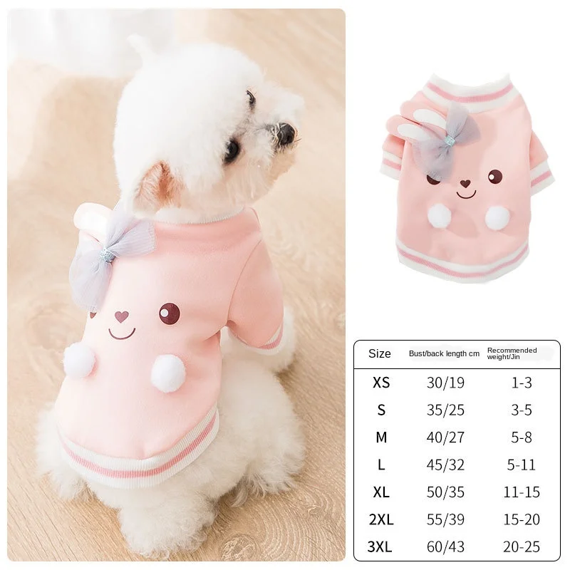 

Cartoon hoodie dog Clothes Thicker for dogs Clothing small cotton pet Outfits cute soft autumn winter Yorkies pink girl mascotas