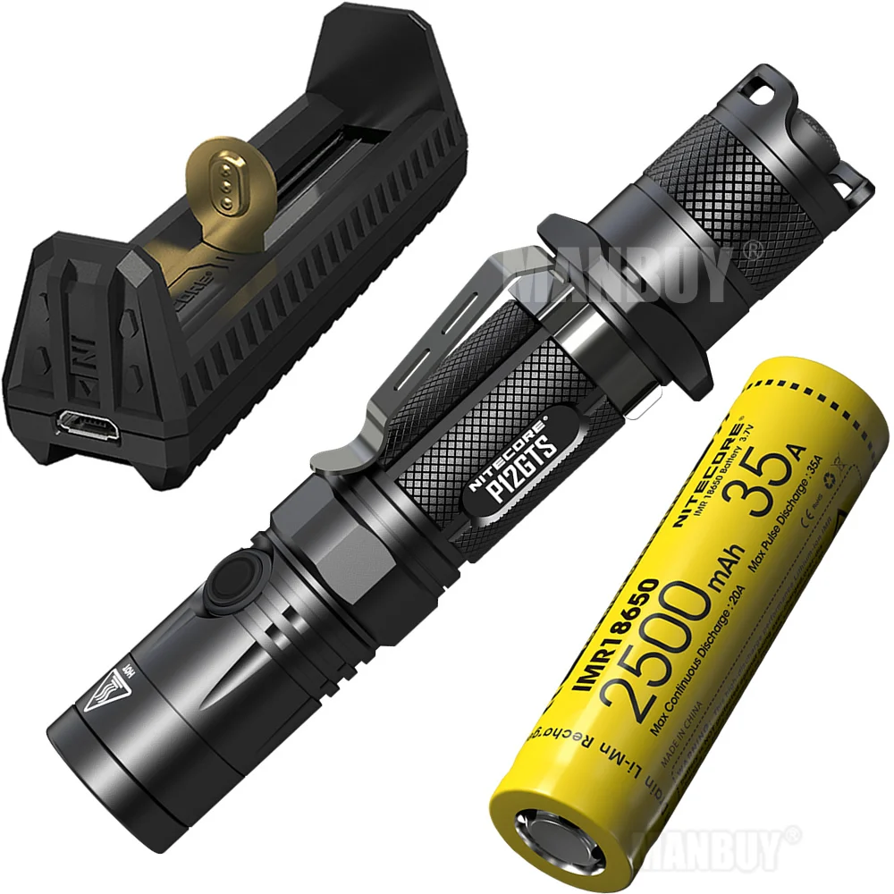 Nitecore P12GTS + F1 USB зарядное устройство PowerBank IMR18650 батарея 1800LMs LED аккумуляторная