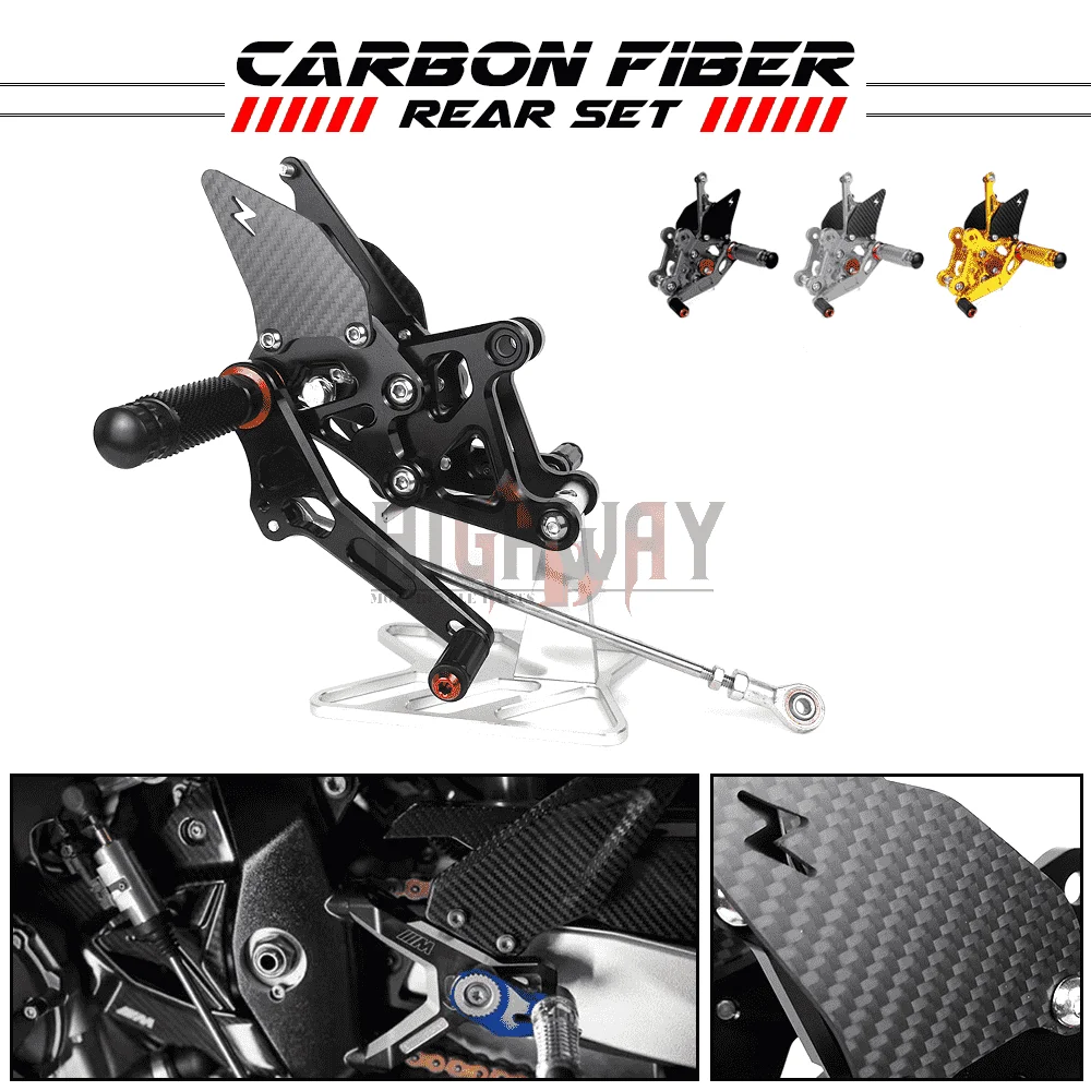 

Carbon Fiber & CNC Motorcycle Rear Set Footrest Pegs Rearset Accessories For HONDA CBR250R CBR 250R 2011-2013