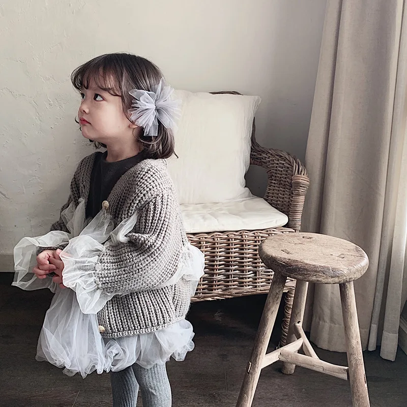 Autumn cute baby girls fashion mesh patchwork princess dress kids long sleeve Ball Gown children party dresses | Детская одежда и