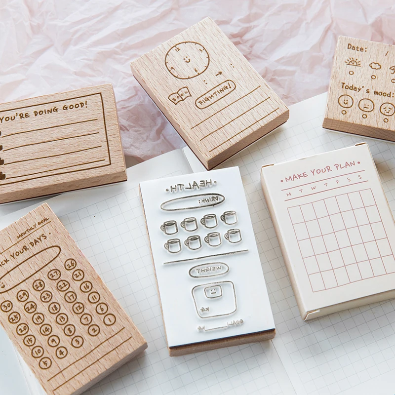 

Vintage Check List Health Study Plan Stamp DIY Wooden Rubber Stamps For Scrapbooking Stationery Scrapbooking Standard Stamp