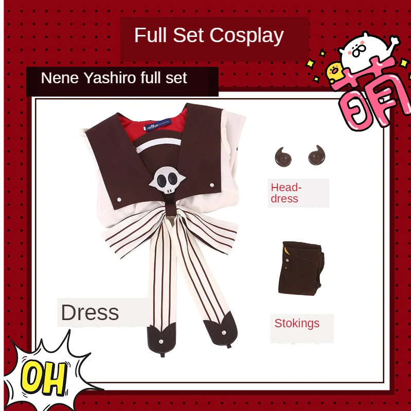 Toilet-Bound Hanako-kun Nene Yashiro Cosplay Costume Dress Stockings Headwear Jibaku Shounen Halloween | Тематическая одежда и