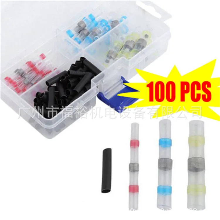 100 шт. термоусадочная трубка водонепроницаемая ассорти соединительная муфта