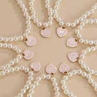 ingemark goth 12 zodiac constellation heart pendant necklace for women imitation pearl chain virgo libra birthday jewelry gifts