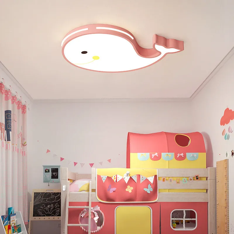 Modern Nordic Children's Room Simple Ceiling Lamp Creative Cartoon Whale Boy Girl Ceiling Light For Bedroom Study Living Room modern and simple led chandelier creative transparent glass ball lamp living room children bedroom dining room decorative lamp