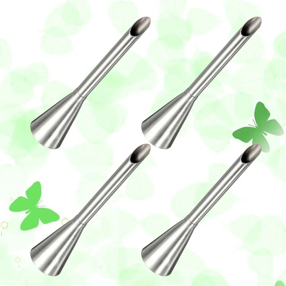

4Pcs Cream Icing Piping Nozzle Tip Stainless Steel Long Puff Nozzle Tip Injector Decorating Tool