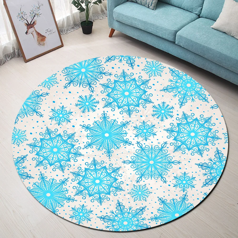 Синий снежинка Мандала текстура узор Круглый уголок коврики домашние
