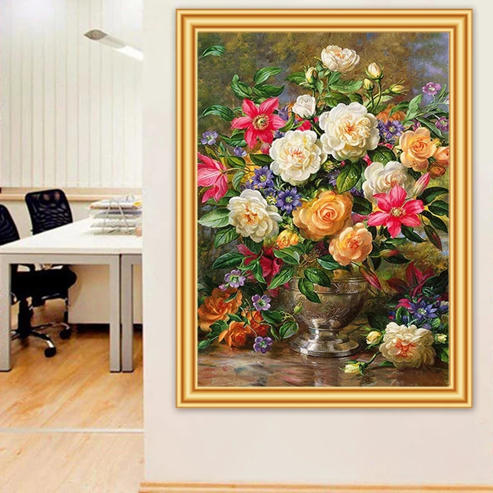

Rose Peony Painting Diy Diamond Mosaic Flowers Cross Stitch 5D Full Rhinestone Embroidery Handmade Gifts Home Decoration Crafts