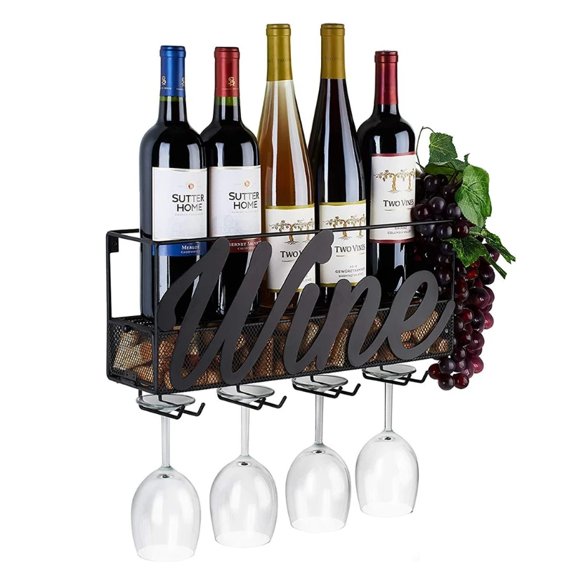 

Hanging Iron Art Wine Rack Holder Chic Wine Bottle Storage Rack Stylish Champag