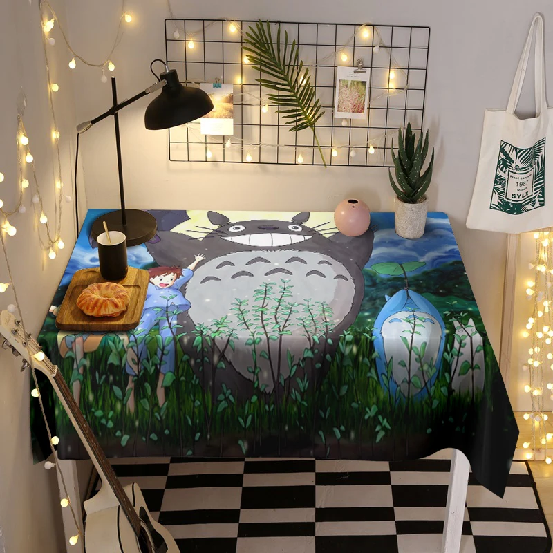 Мультяшная скатерть с принтом Тоторо в японском стиле Полиэстеровая