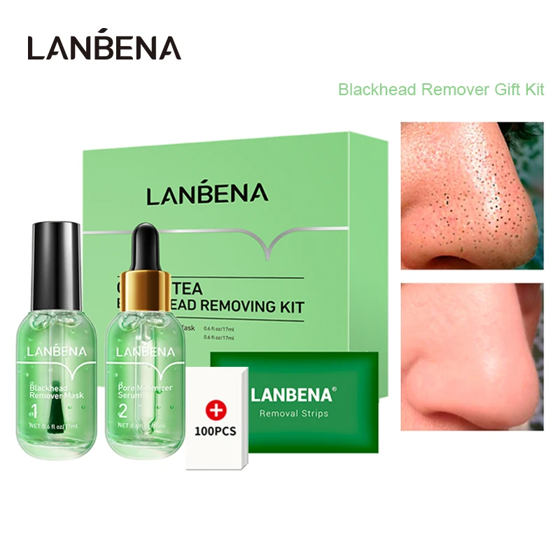 

LANBENA Blackhead Remover Serum Shrinks Pore Acne Treatment Face Essence Quick Drying Deep Cleaning Peel Mask Skin Care Gift Kit