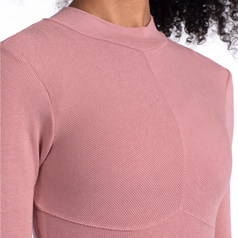 Ребристый Топ для тренировок Женская компрессионная футболка тренажерного зала