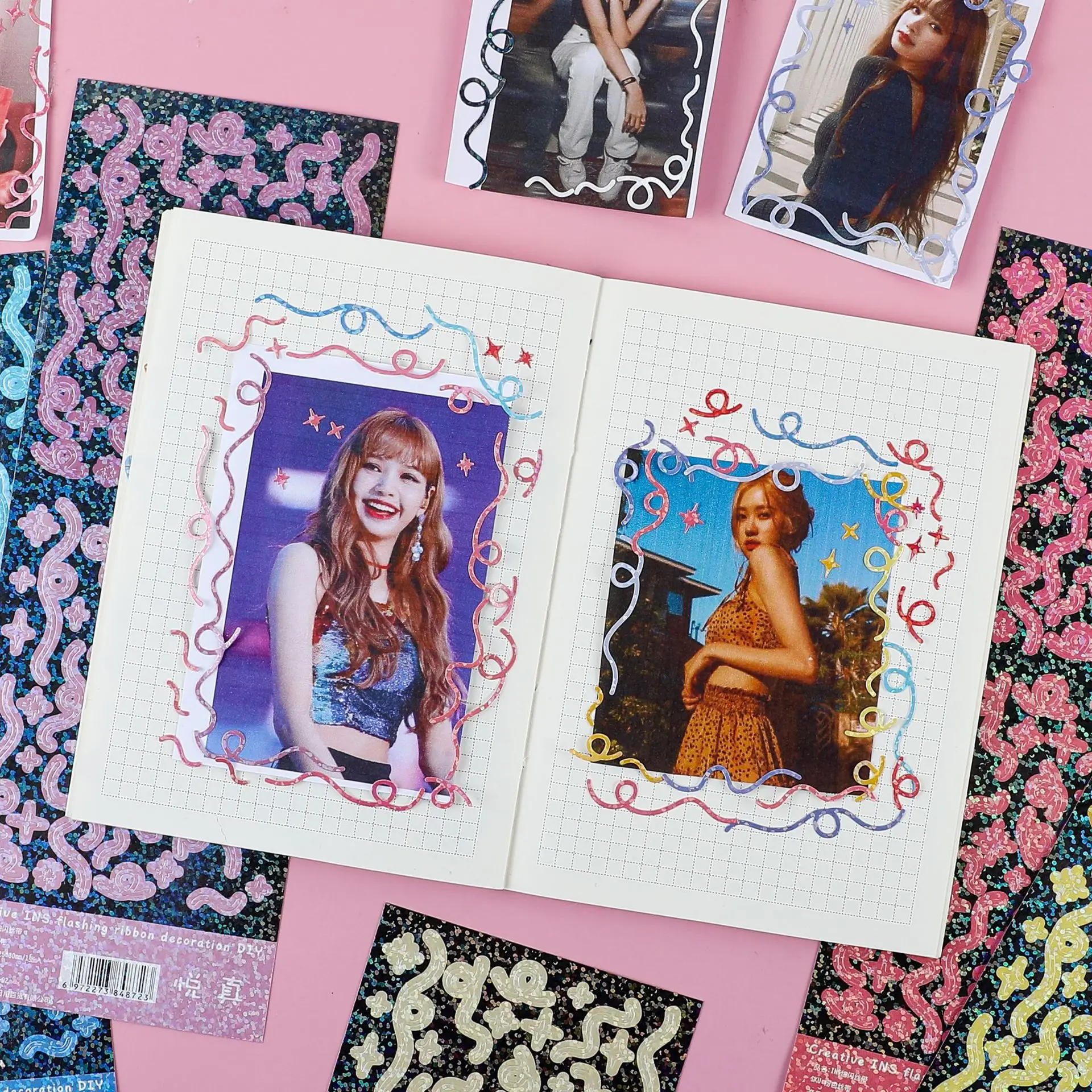 Блестящие наклейки с лазерной пленкой для скрапбукинга фотоальбом сделай сам 1