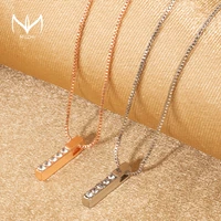 muzhi new fashion strip geometric cubic zircon pendant necklaces for women rose gold chain choker necklace birthday jewelry gift