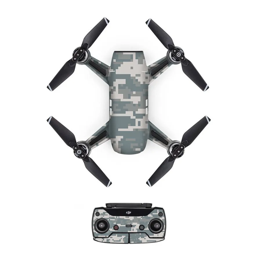 Камуфляжная мозаичная стикерная наклейка из ПВХ для корпуса дрона DJI Spark + пульты
