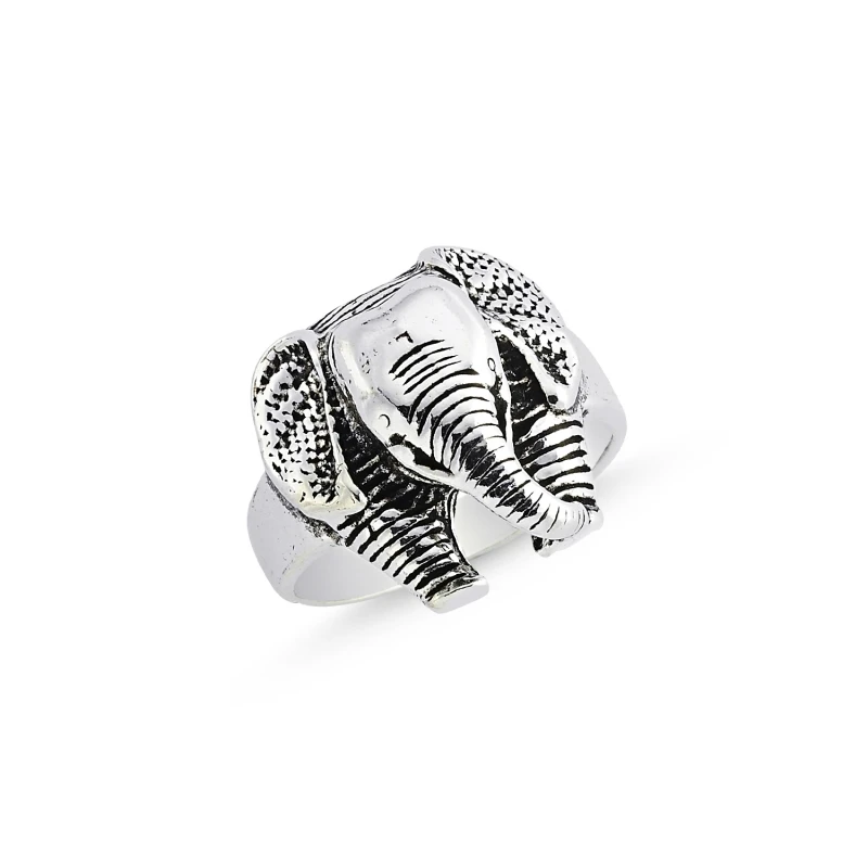 

Silverlina Silver Without Stone Elephant Pattern Ring