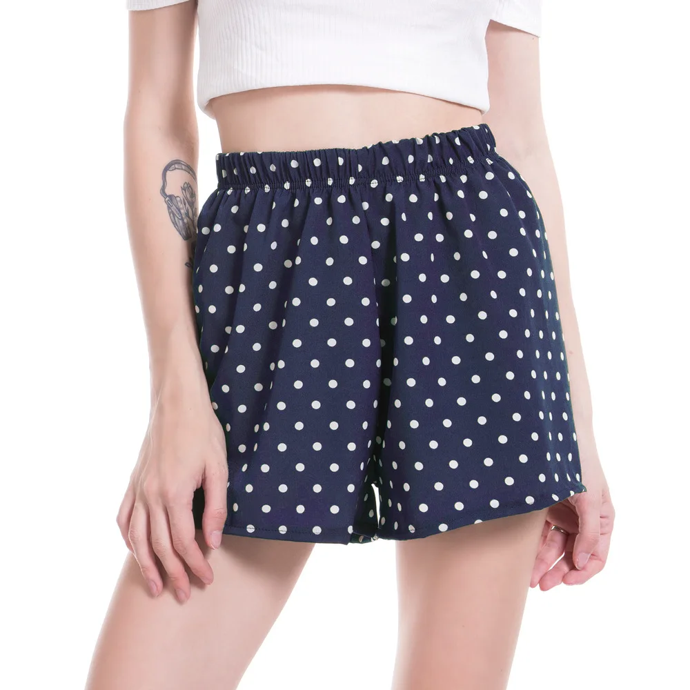 

Womens Summer Fashion Simple Cool Soft Comfortable Polka-Dot Elastic Waist Loose shorts