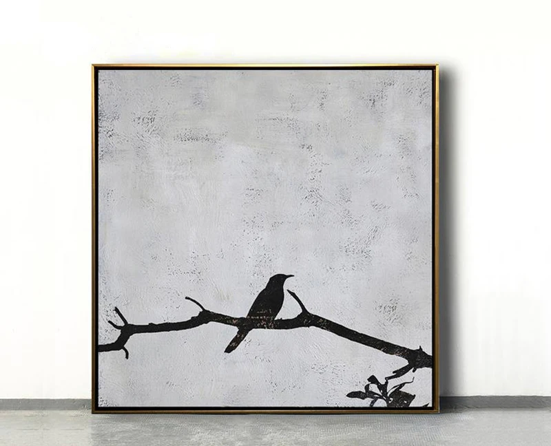 

Abstract Bird Painting Modern Art Minimalist Painting Canvas Art Hand Painted Oversized Canvas Painting