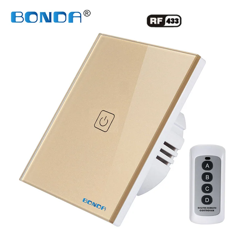 

BONDA EU standard remote control switch,Wall Touch Sensor Switch AC220 ~ 250V wall lamp remote control touch switch glass panel