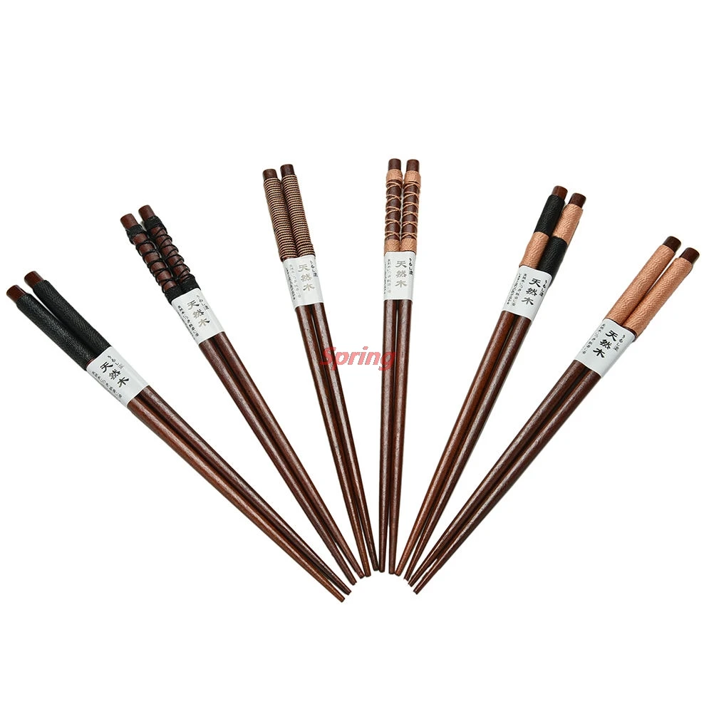 

New 1Pair Durable Ecological Theaceae Chopsticks 6 Styles Japanese Wooden Chopsticks Cooking Tableware Utensils Value Gift Set