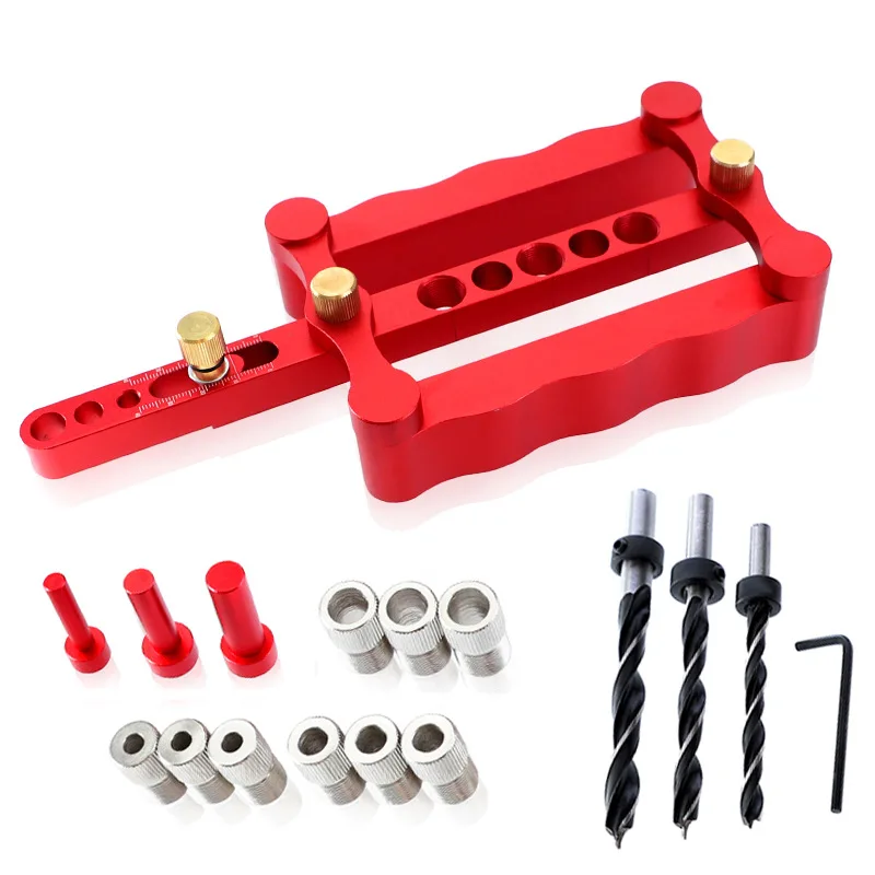 

Woodworking three-in-one vertical punching locator round dowel hole opener scribing jigsaw connection tool