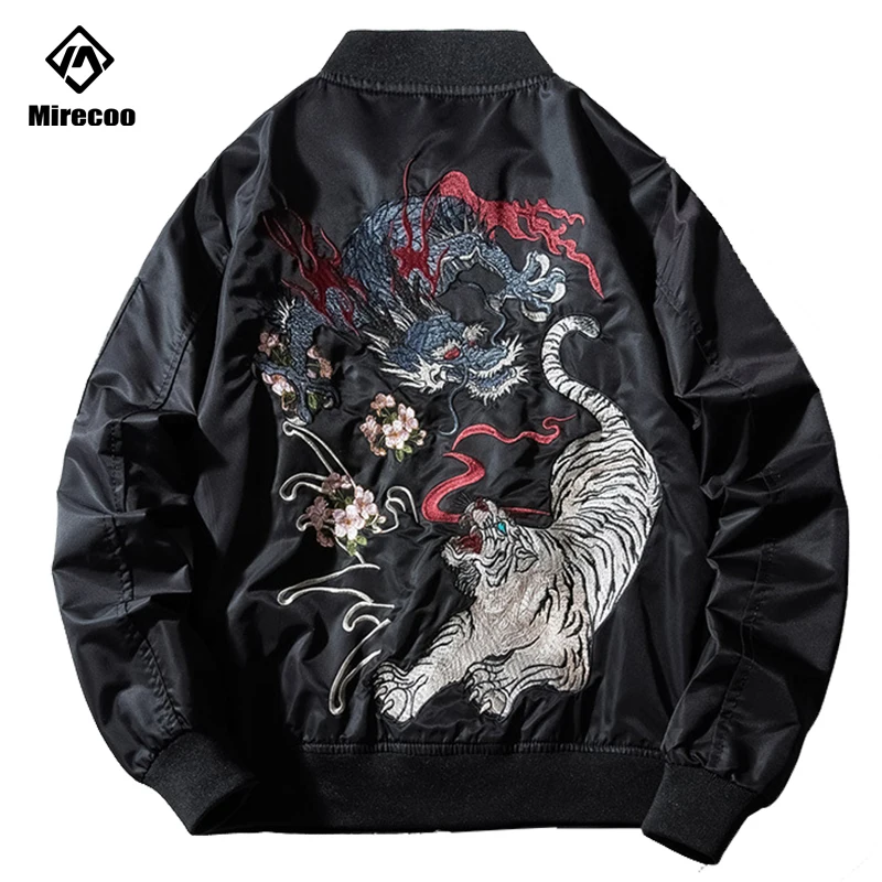 Куртка-бомбер мужская с японской вышивкой пилотная куртка-бомбер драконом