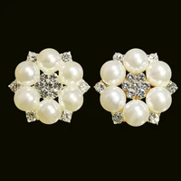 rshczy fashion jewelry golden and silvery vintage brooch pins austria crystals imitation pearl flower brooch for wedding party