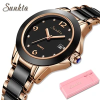 sunkta women watches luxury brand watch bracelet waterproof diamond ladies wrist watches for women quartz clock relogio feminino