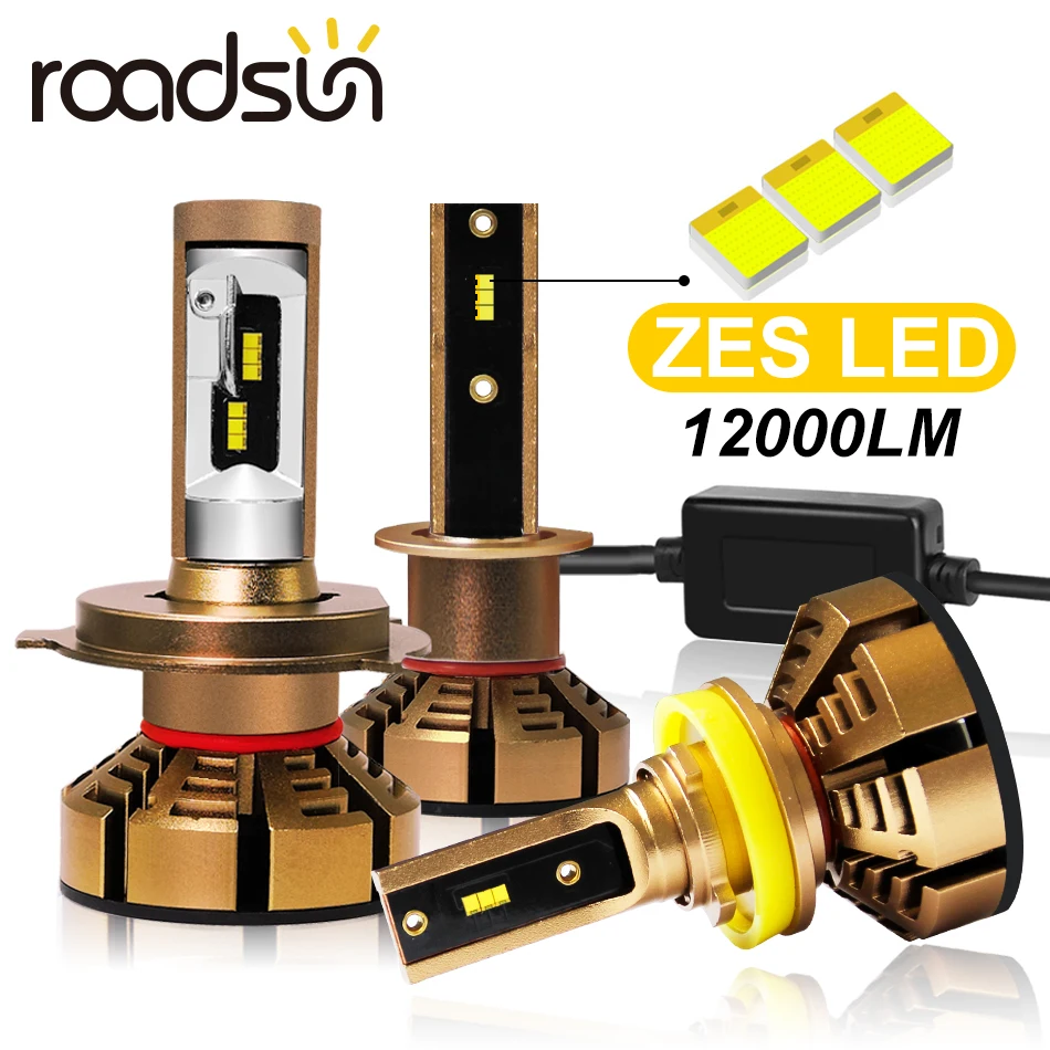 Автомобильные фары roadsun ZES Chips H7 H4 H1 H11 светодиодный лампы H8 H9 HB3 9005 HB4 9006 12 в 6000K 80 Вт