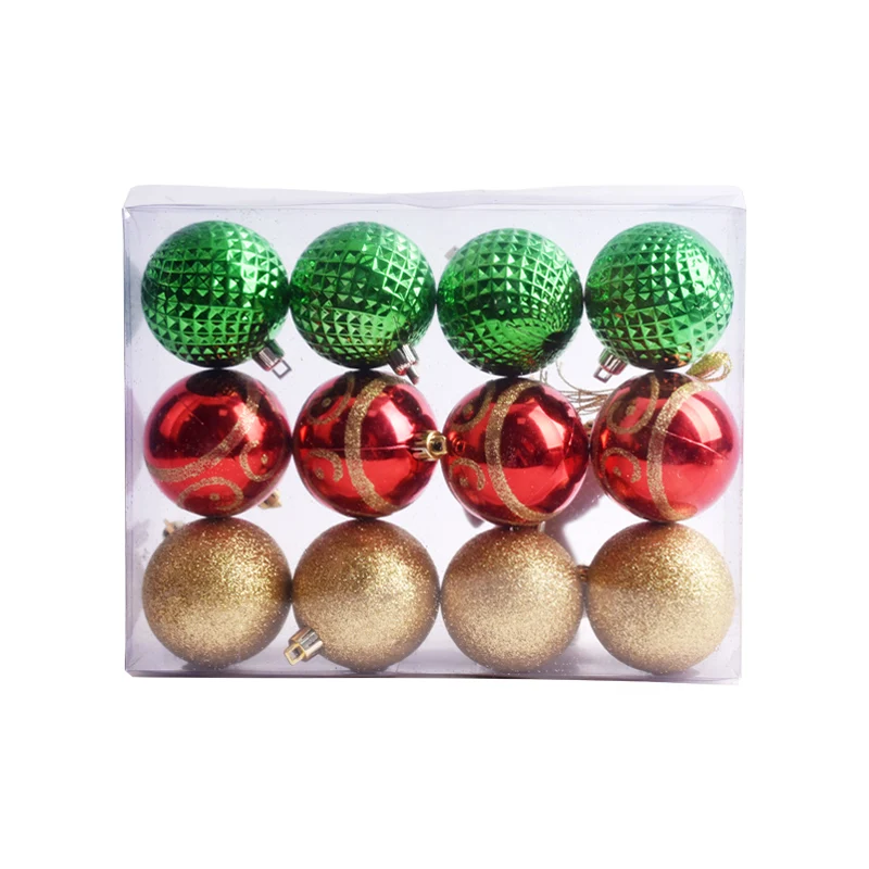 

Christmas Ball Decoration 6CM Gold Red Green Boxed Ball Pendant Christmas Cabinet Decoration Hanging Ball 12 Pack
