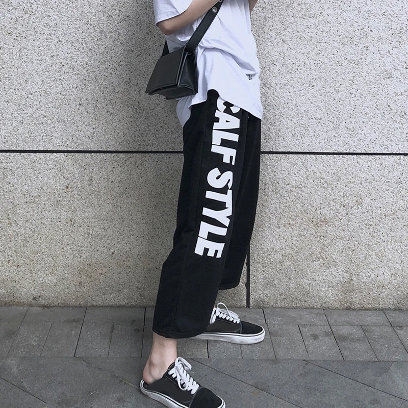 Новинка 2021 корейские свободные универсальные Укороченные спортивные штаны Ulzzang