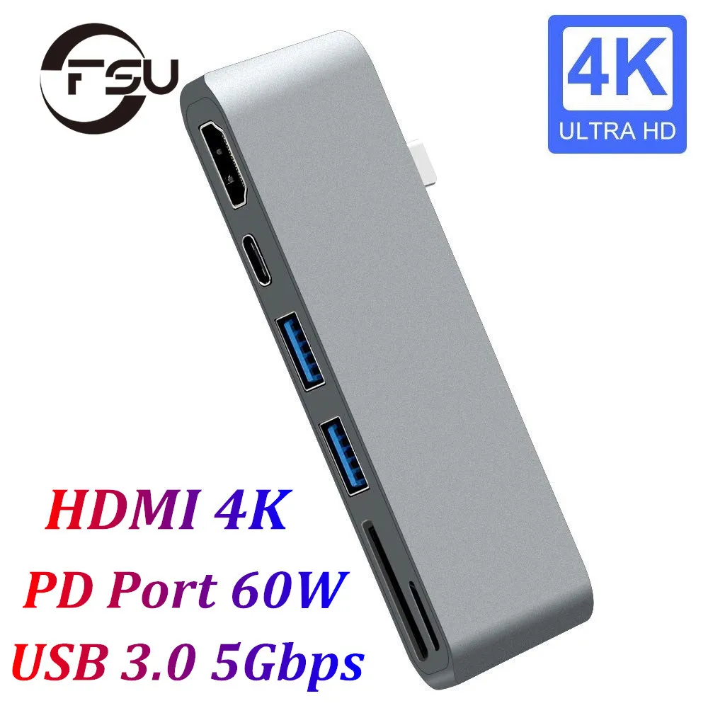 

USB-концентратор USB Type-C, 4K HDMI, двойной USB-C на несколько портов USB 3,0, HDMI для IPAD, MacBook Pro, Air, док-станция, USB C 3,1 PD
