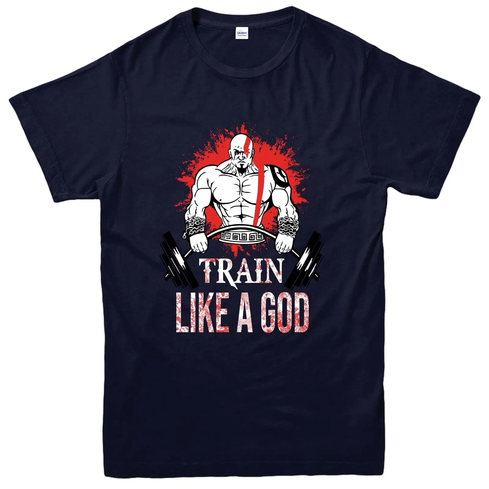 Футболка с надписью Train like A God имитирующая футболка Kratos Gym Workout|Мужские футболки| |