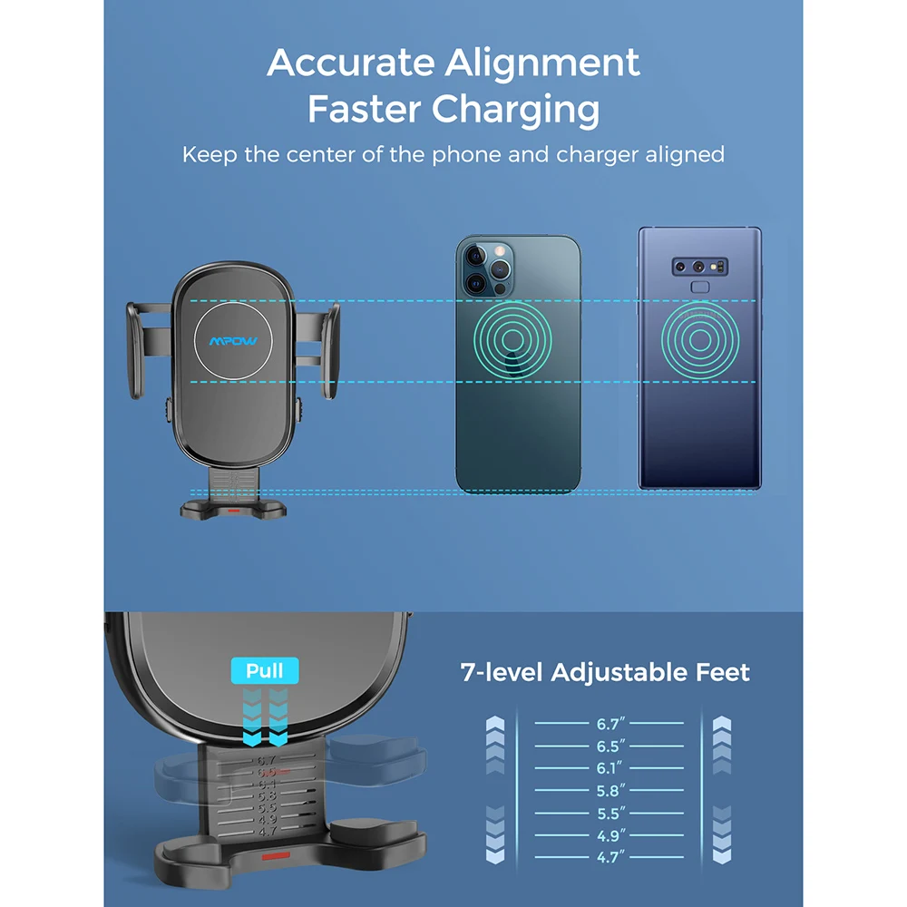 mpow 166ab wireless car charger mount fast charging car mount with power storage air vent car phone holder for iphone huawei free global shipping