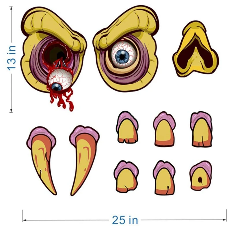 Хэллоуин Монстр Украшения для лица Арка Дверь Гаража украшение с глазами клыки
