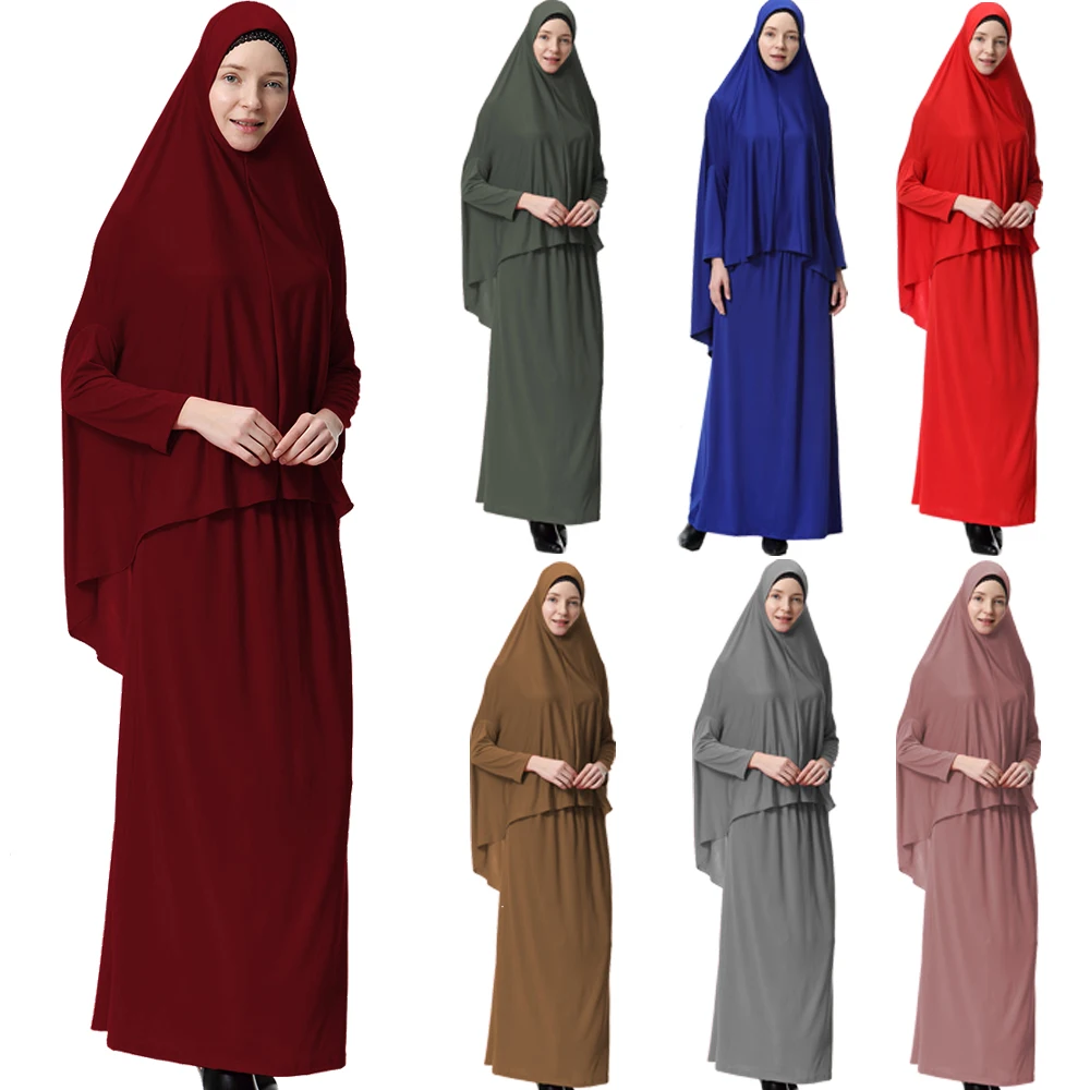 Мусульманский женский набор для молитвы, длинный шарф абайя джилбаба, хиджаб, платье, юбка, большой накладной платок в арабском стиле