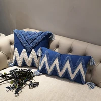 moroccan cushion cover blue embroidered pillowcase 45x4530x50cm sofa decorative pillow cover with tassel living room home decor