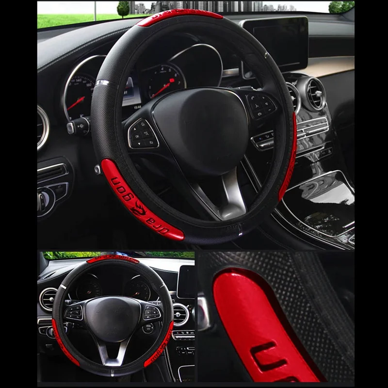 

38CM Universal Car Anti Slip Steering Wheel Cover Leather Auto Interial Car-Styling Accessories
