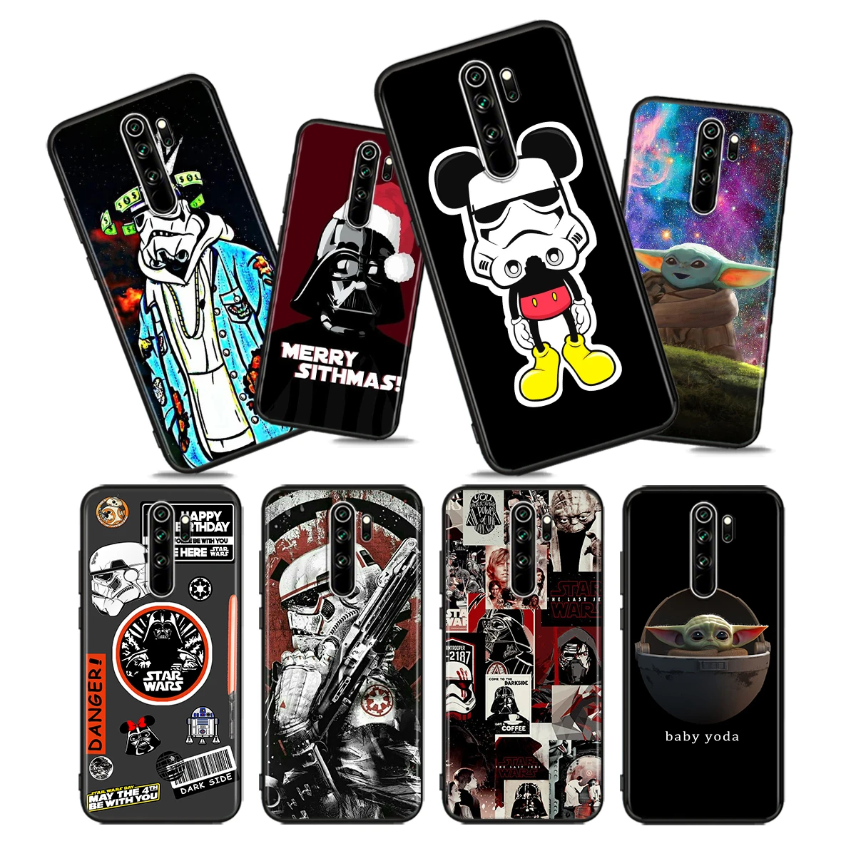 

Star Wars baby yoda Mickey Soft TPU Cover For Xiaomi Redmi Note 10 10S 9T 9S 9 8T 8 7 6 5A 5 4 4X Prime Pro Max Black Phone Case
