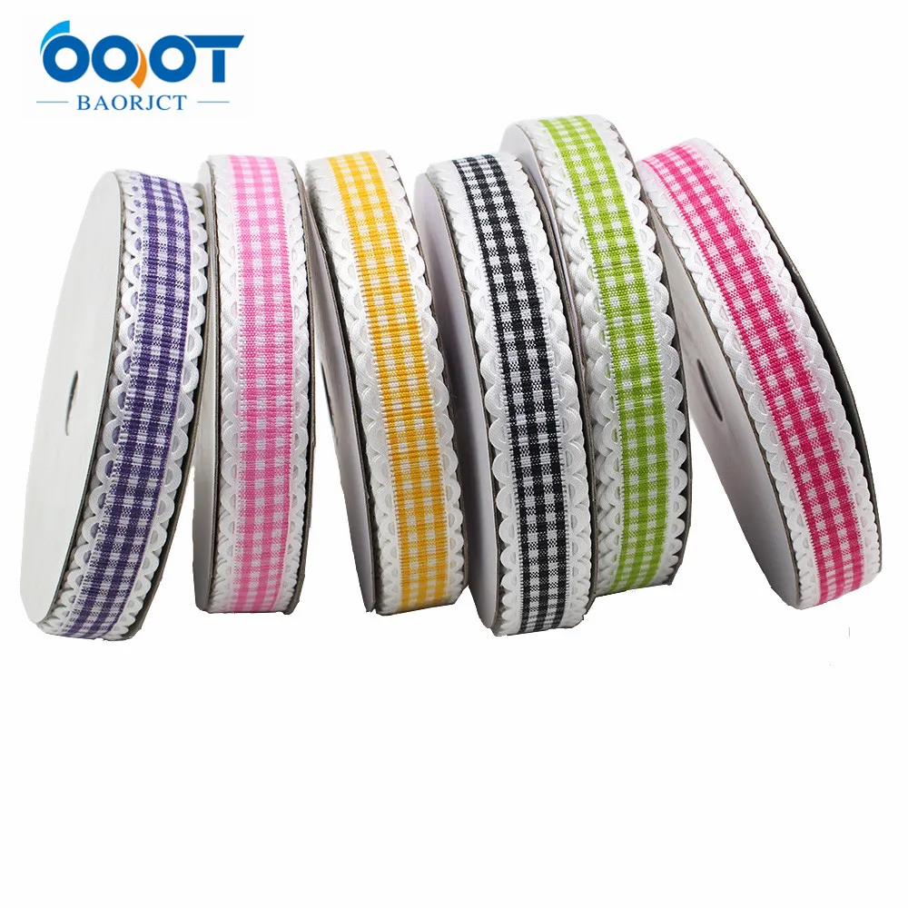 OOOT BAORJCT однотонные геометрические ленты 16 мм 5 размеров в клетку с бантиком