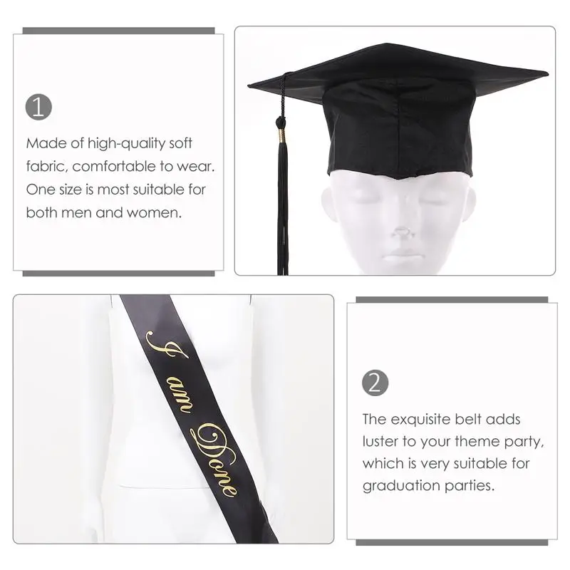 

2pcs Creative Graduation Sashes Graduation Cap Set Senior Year Party Supplies